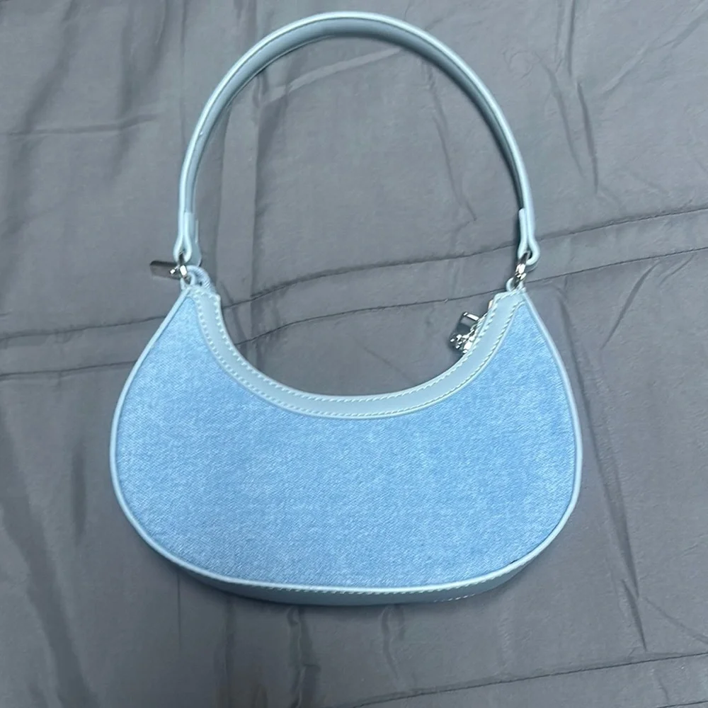 Light Blue Cherry Embroidered Womens Shoulder Bag